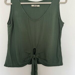 Olive Green Sleeveless Top with Tie Detail
